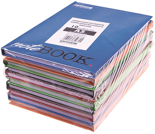 Notitieboek A5 gelijnd, 96 vel, assortie kleuren (pak à 10 stuks)