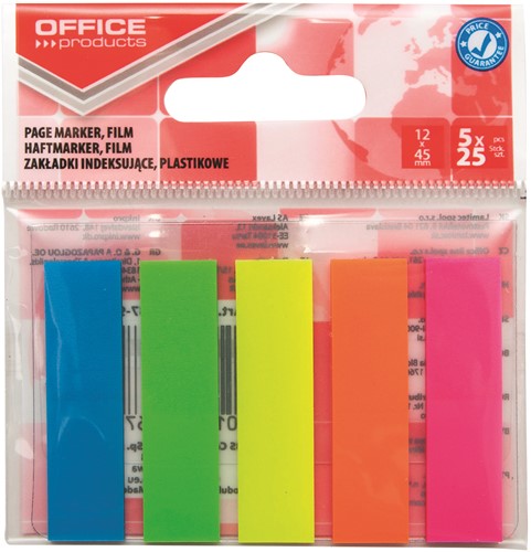Indextabs 12mmx45mm, 5x25 kleuren, rechthoekig