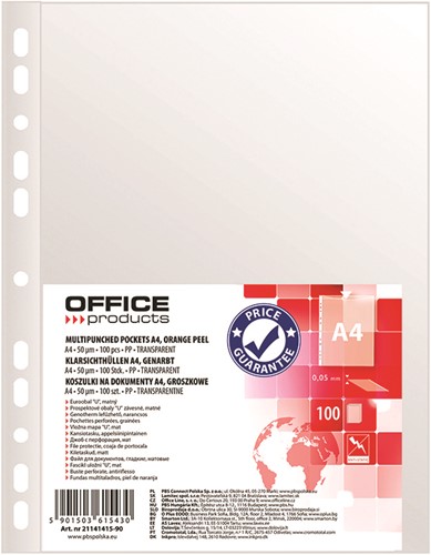 Showtas A4 50 micron 11-gaats transparant generfd, 100 stuks
