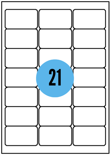 A4 etiketten - 63,5x38,1mm - 2100 stuks - wit