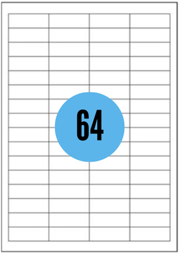 A4 etiketten - 48,3x16,9mm - 6400 stuks - wit
