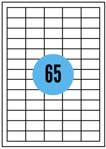 A4 etiketten - 38,1x21,2mm - 6500 stuks - wit