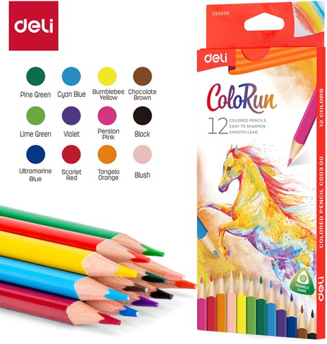 Deli ColoRun kleurpotloden set 12 kleuren