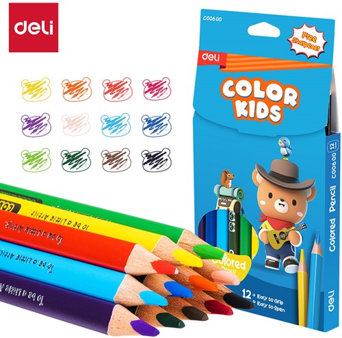 Deli Color Kids kleurpotloden, set 12 kleuren