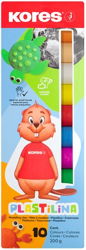 Kores boetseerklei plastilina - 10 intensieve kleuren a 20 gram -  KM34010