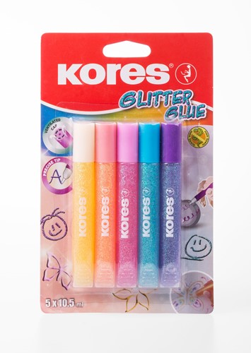 Kores Glitterlijm pennen set 5 Pastel kleuren 5 x 10,5ml K75001