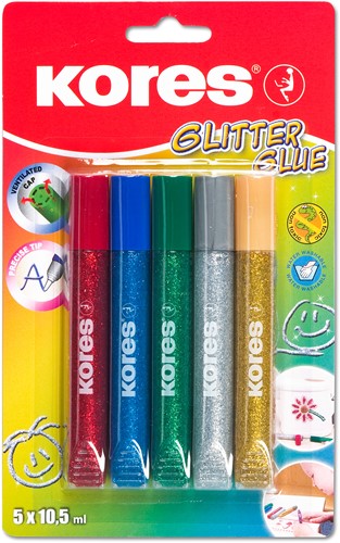 Kores glitterlijm set a 5 kleuren K75000