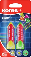Kores gum driehoekig "TRINO" 2 neon kleuren op blister RG40523