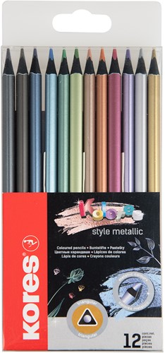 Kores kleurpotloden driehoekig "Kolores Metallic Style" 12-delig BB93316