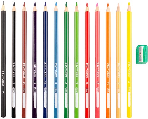 Kores kleurpotloden driehoekig "Kolores Twist & Turn", 12 kleuren + 1 grafitos potlood en puntenslijper BB93319-2