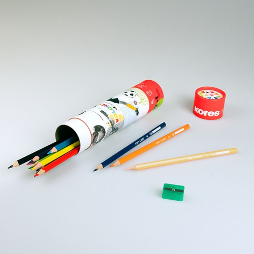 Kores kleurpotloden driehoekig "Kolores Twist & Turn", 12 kleuren + 1 grafitos potlood en puntenslijper BB93319-3