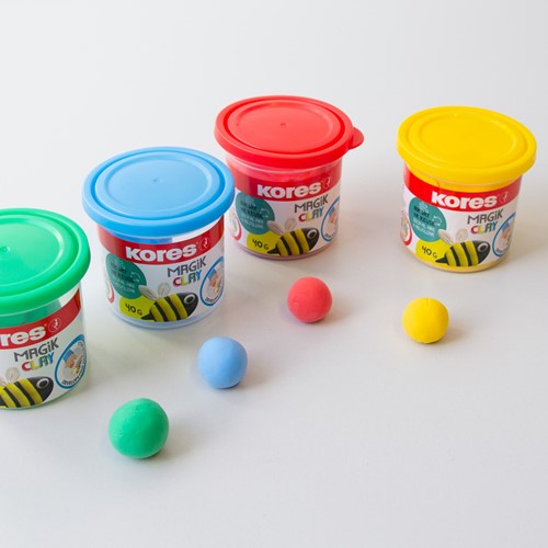 Kores Magic Clay 4 x 40 gram blauw, groen, rood, geel 34241 08