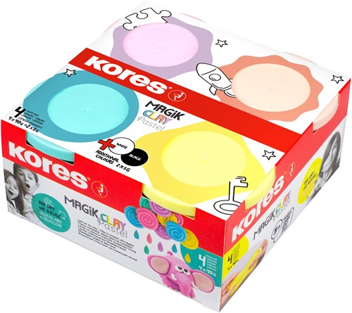 Kores Magic Clay Pastel, set van 4 potjes a 40 gram KM34242