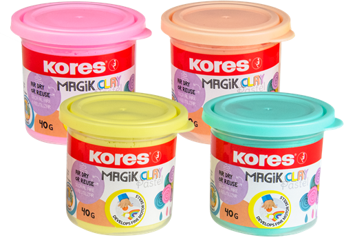 Kores Magic Clay Pastel, set van 4 potjes a 40 gram KM34242-2