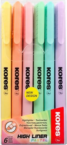 Kores markeerstift "High Liner pastel" set van 6 pastelkleuren TM36246