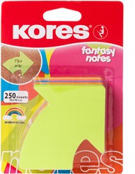 Kores memoblok notes pijlvorm "Arrow" 70x70mm 250vel in 5 kleuren N48704