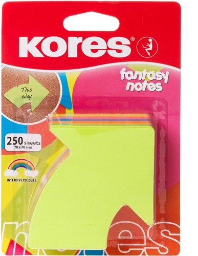 Kores memoblok notes pijlvorm "Arrow" 70x70mm 250vel in 5 kleuren N48704