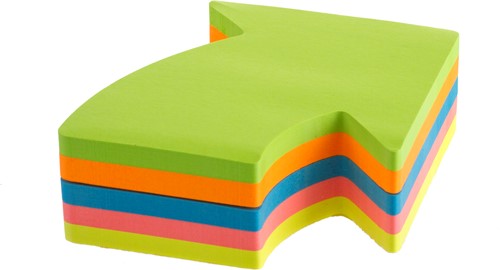 Kores memoblok notes pijlvorm "Arrow" 70x70mm 250vel in 5 kleuren N48704-2