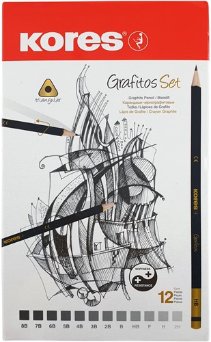 Kores potloden 12 hardheden GRAFITOS Art-Set 92162.PT05