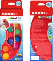 Kores verfdoos 12 kleuren en penseel "AKUARELLOS" MK30102-3