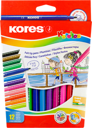Kores viltstift smal "KORELLO" 12 kleuren FS29013