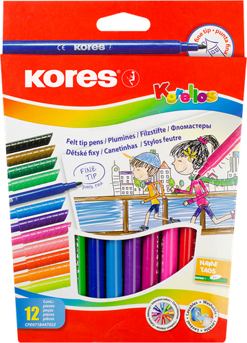 Kores viltstift smal "KORELLO" 12 kleuren FS29013