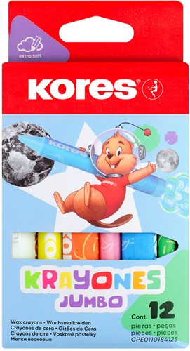 Kores waskrijt "KRAYONES", driehoekige vorm, pak met 12 kleuren, BB33141