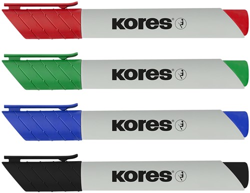 Kores whiteboard markers "ECO XW1"; 90% recycled plastic, 3mm beitel punt, Set van 4 kleuren M20744-2
