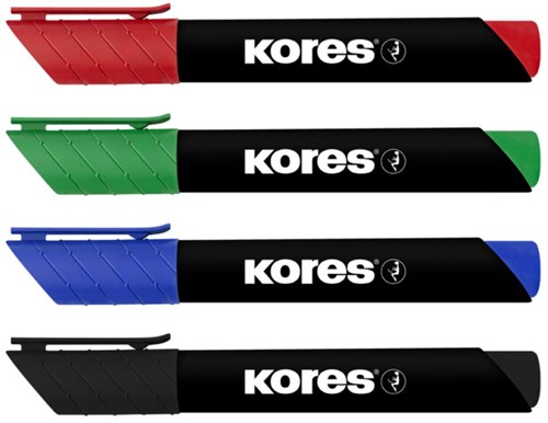 Kores whiteboard markers "ECO XW1"; 90% recycled plastic, 3mm ronde punt, Set van 4 kleuren M20724-2