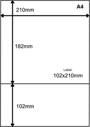 A4 Verzendlabels DHL 102 x 210 mm - 100 Vel - wit