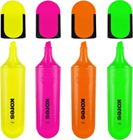 Kores markeerstift Bright Liner Plus - 0,5-5mm - assorti - 4 kleuren (geel/roze/oranje/groen)  TM36140-2