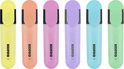 Kores markeerstift Bright Liner Plus - 0,5-5mm - assorti - 6 kleuren pastel (geel/roze/oranje/groen/blauw /rood)  TM36166