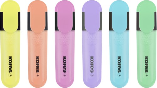 Kores markeerstift Bright Liner Plus - 0,5-5mm - assorti - 6 kleuren pastel (geel/roze/oranje/groen/blauw /rood)  TM36166
