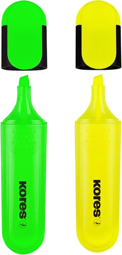 Kores markeerstift Bright Liner Plus - 0,5-5mm - assorti - 2 kleuren (geel/groen)  TM36121-2
