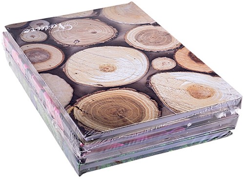 Notitieboek A4 geruit 5x5mm, 96 vel, assortie natuur (pak à 5 stuks)