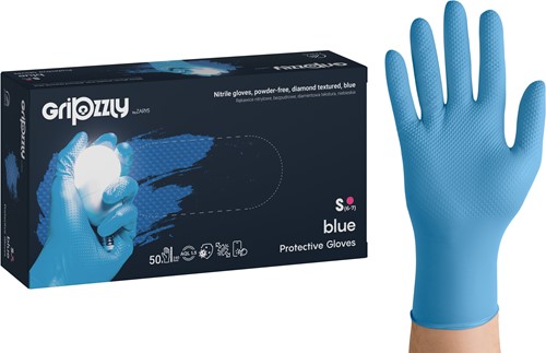 Nitril handschoenen Extra Grip - Blauw - maat S - 50 stuks - Gripzzly