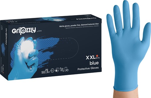 Nitril handschoenen Extra Grip - Blauw - maat XXL - 50 stuks - Gripzzly