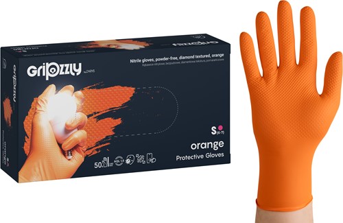 Nitril handschoenen Extra Grip - Oranje - maat S - 50 stuks - Gripzzly