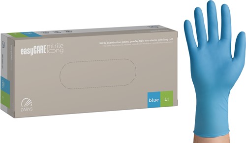Nitril handschoenen Extra Lang - Blauw - maat L - 100 stuks - easyCare Long
