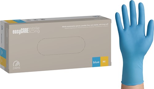 Nitril handschoenen Extra Lang - Blauw - maat M - 100 stuks - easyCare Long
