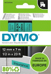 Labeltape Dymo 45019 S0720590 D1 polyester 12mmx7m zwart op groen