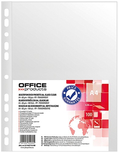 Showtas A4 60 micron 11-gaats transparant glashelder, 100 stuks