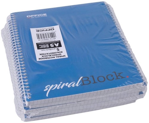 Spiraalblok Office A5 geruit Blauw