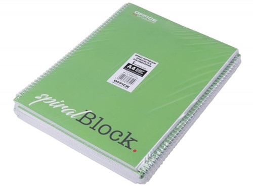 Spiraalblok Office A4 geruit Groen