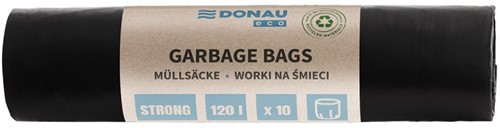 Vuilniszakken Donau Eco - recycled LDPE, 35µm extra sterk, zwart, 120 L - 10 stuks